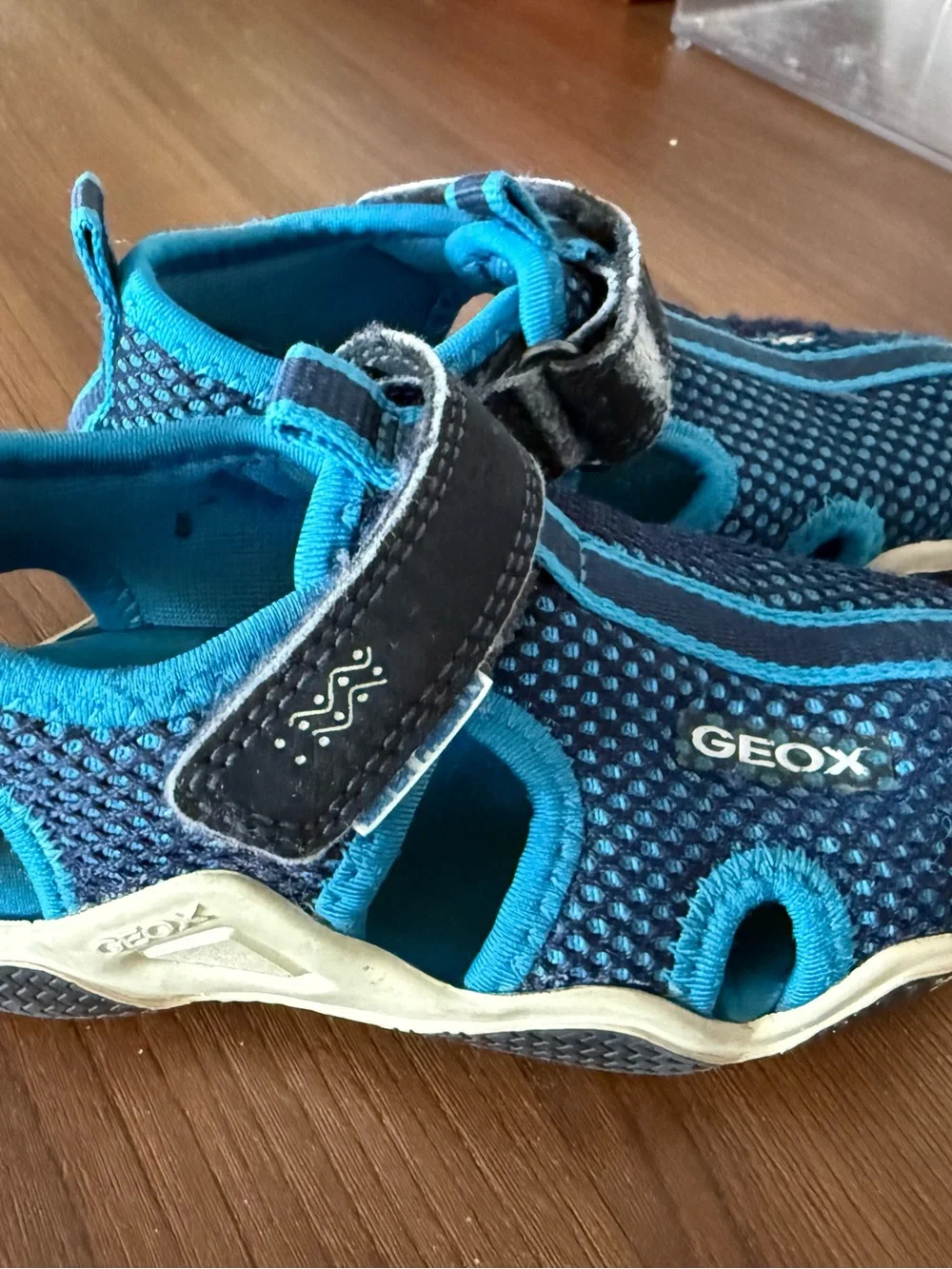 Geox Blue and Navy Kids' Mesh Sandal Sneakers